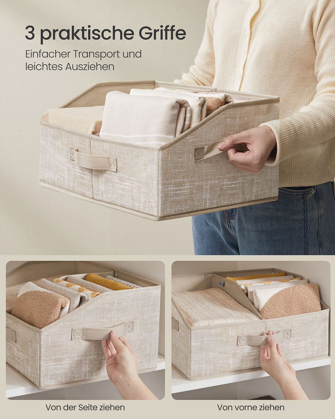 Aufbewahrungsboxen Set von 6 40 x 30 x 20 cm Sand Beige