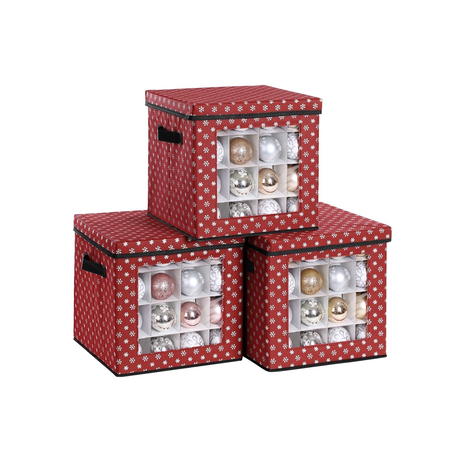 Aufbewahrungsboxen - für Weihnachtskugeln - Set von 3 - 64 Kursen pro Box - faltbar