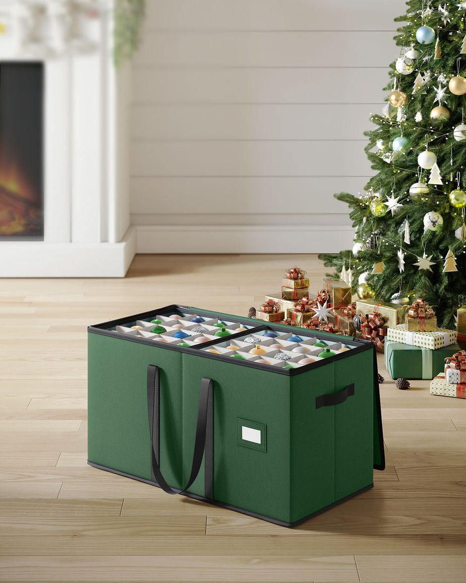 Aufbewahrungsbox für Weihnachtskugeln mit Waldgrün -Deckel