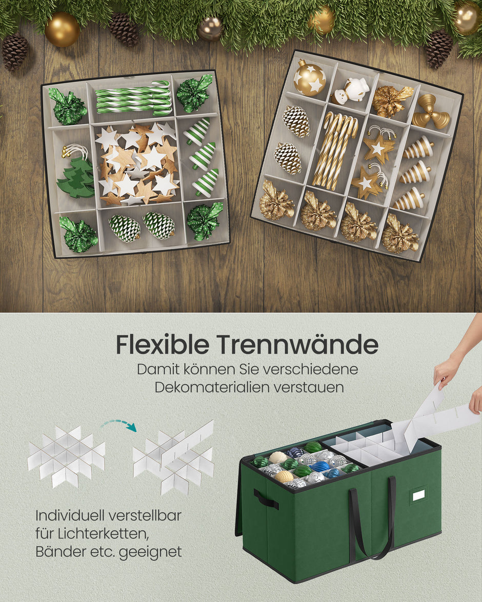 Aufbewahrungsbox für Weihnachtskugeln mit Waldgrün -Deckel