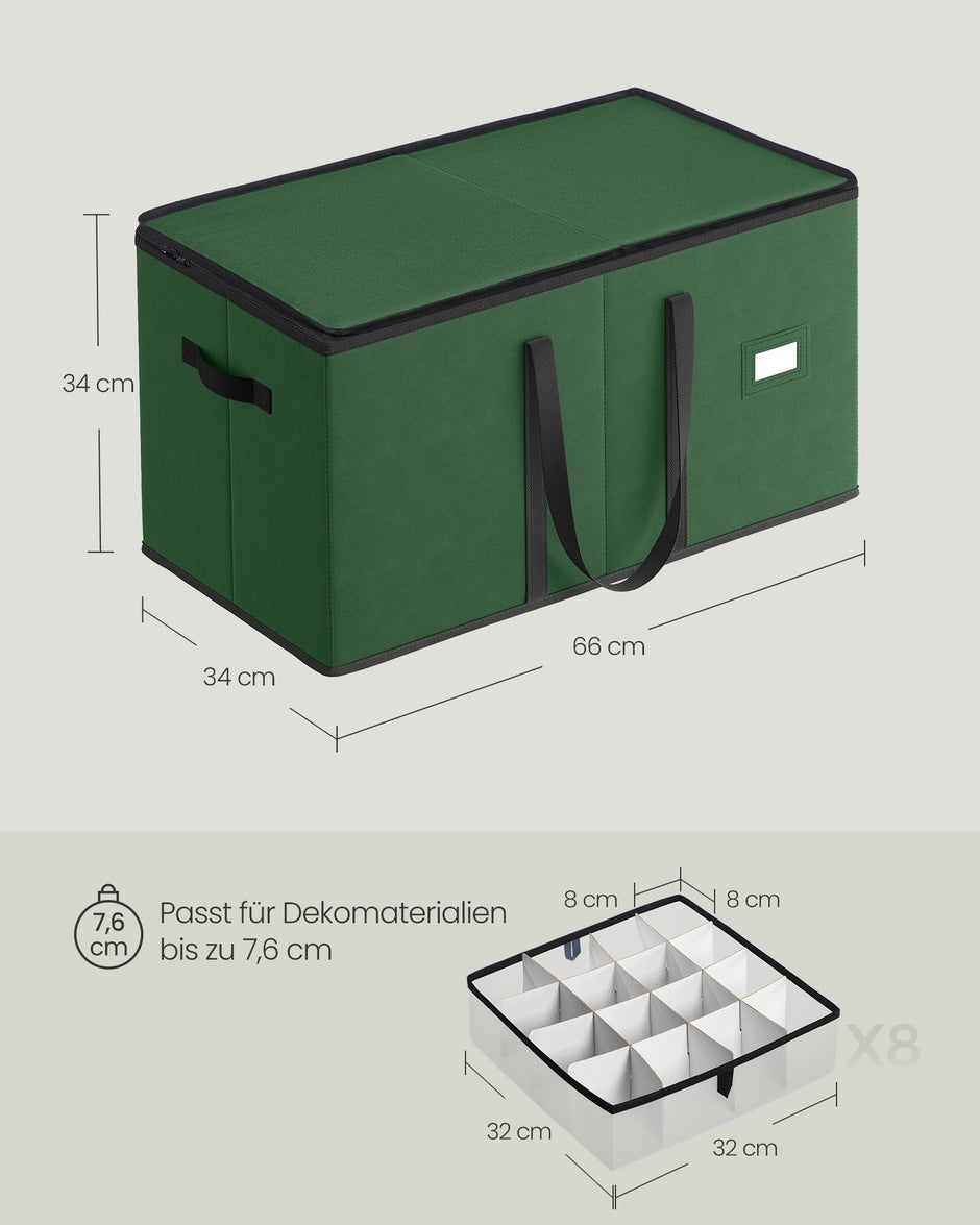 Aufbewahrungsbox für Weihnachtskugeln mit Waldgrün -Deckel