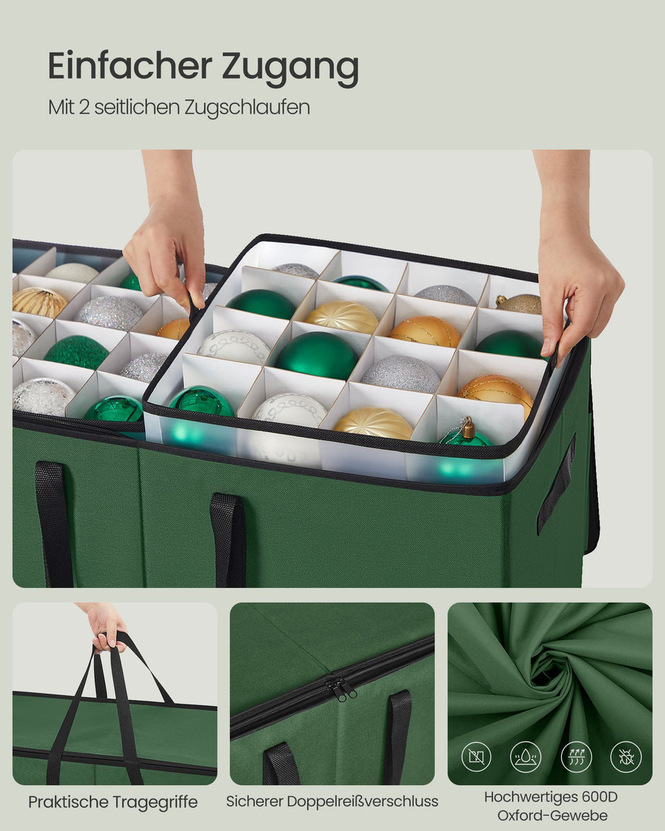 Aufbewahrungsbox für Weihnachtskugeln mit Waldgrün -Deckel