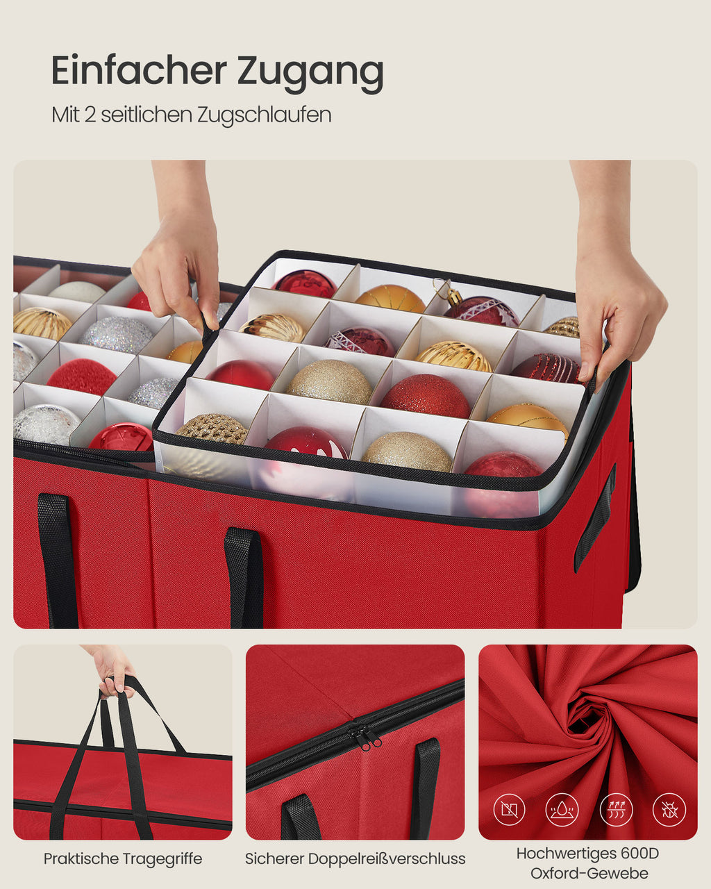 Aufbewahrungsbox für Weihnachtskugeln mit Kirschlid