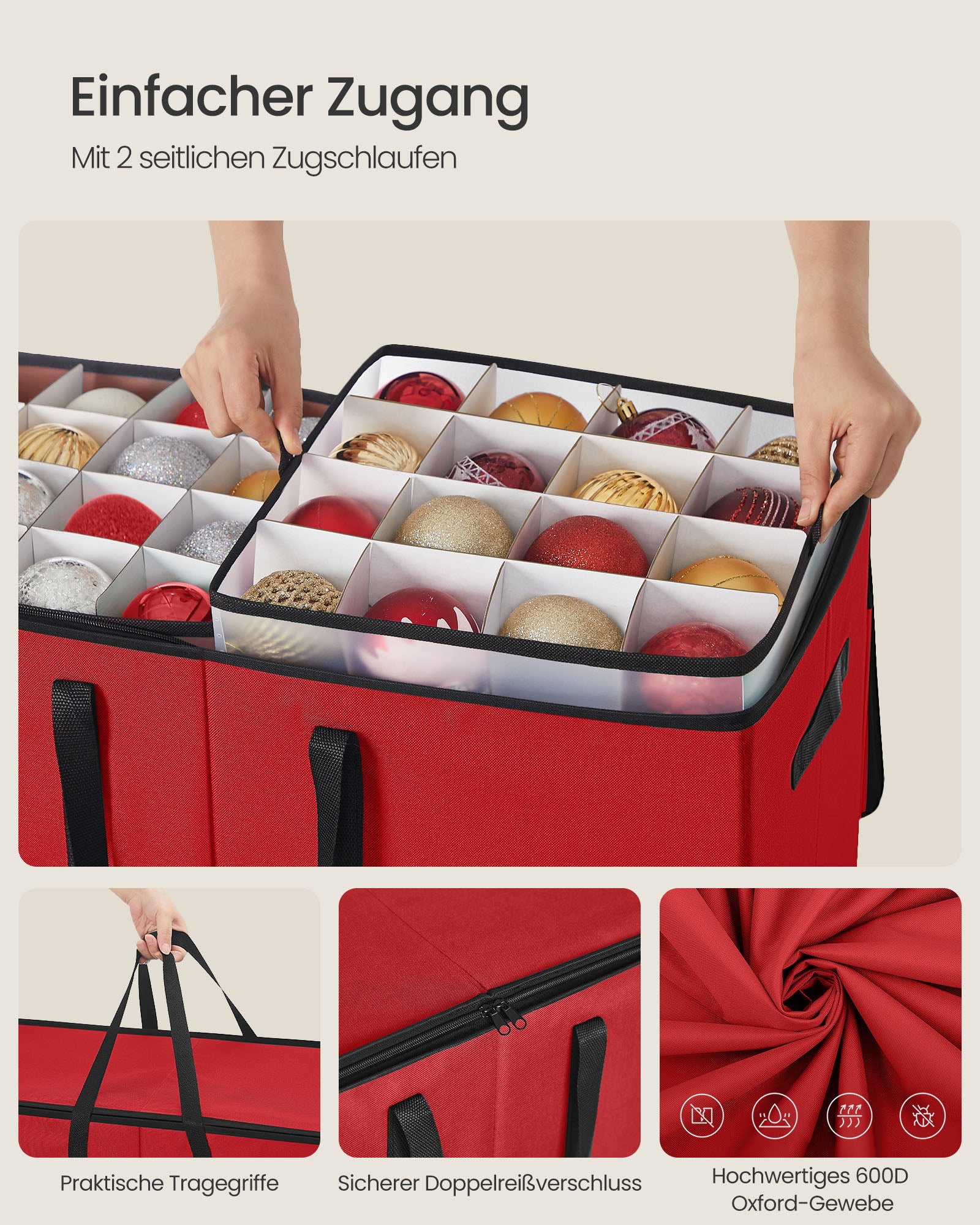 Aufbewahrungsbox für Weihnachtskugeln mit Kirschlid