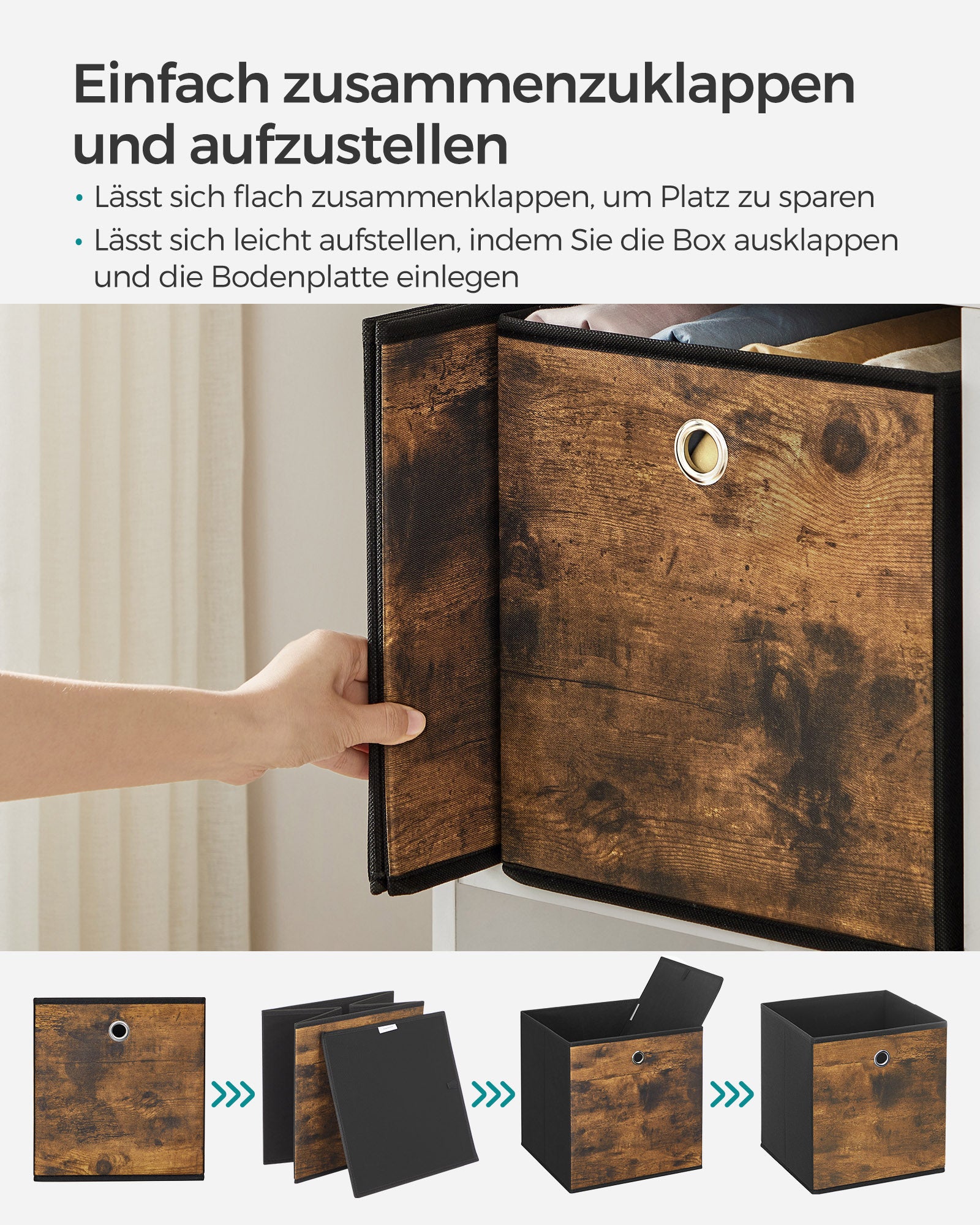 Aufbewahrungsboxen-Set von 6-Vintage-Braun-Zweiten