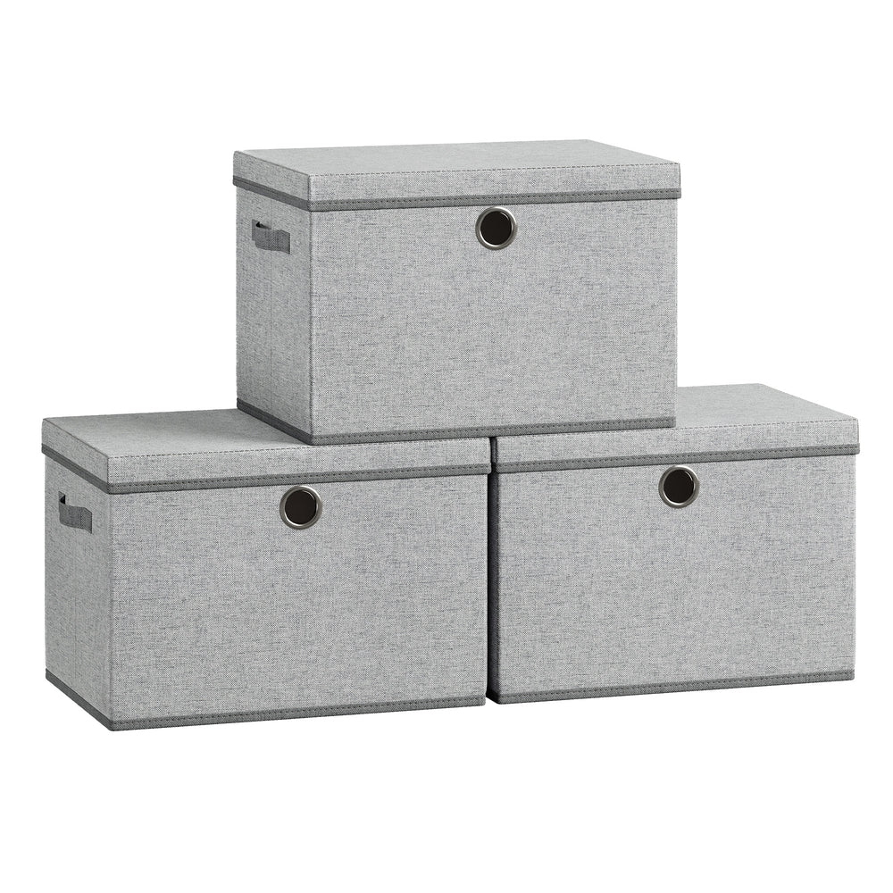 Opbergdozen - 43 x 30 x 30 cm - set van 3 - duifgrijs - maximale belasting 5 kg per doos - 2,2 kg totaalgewicht