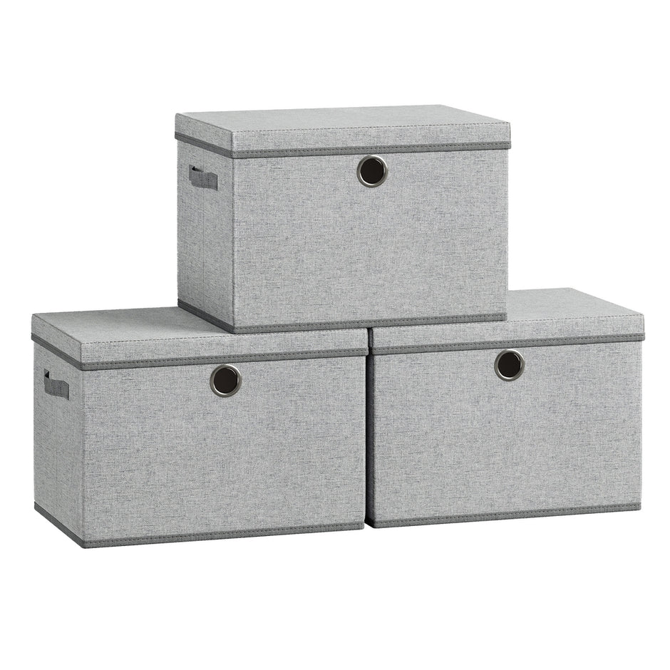 Opbergdozen - 43 x 30 x 30 cm - set van 3 - duifgrijs - maximale belasting 5 kg per doos - 2,2 kg totaalgewicht