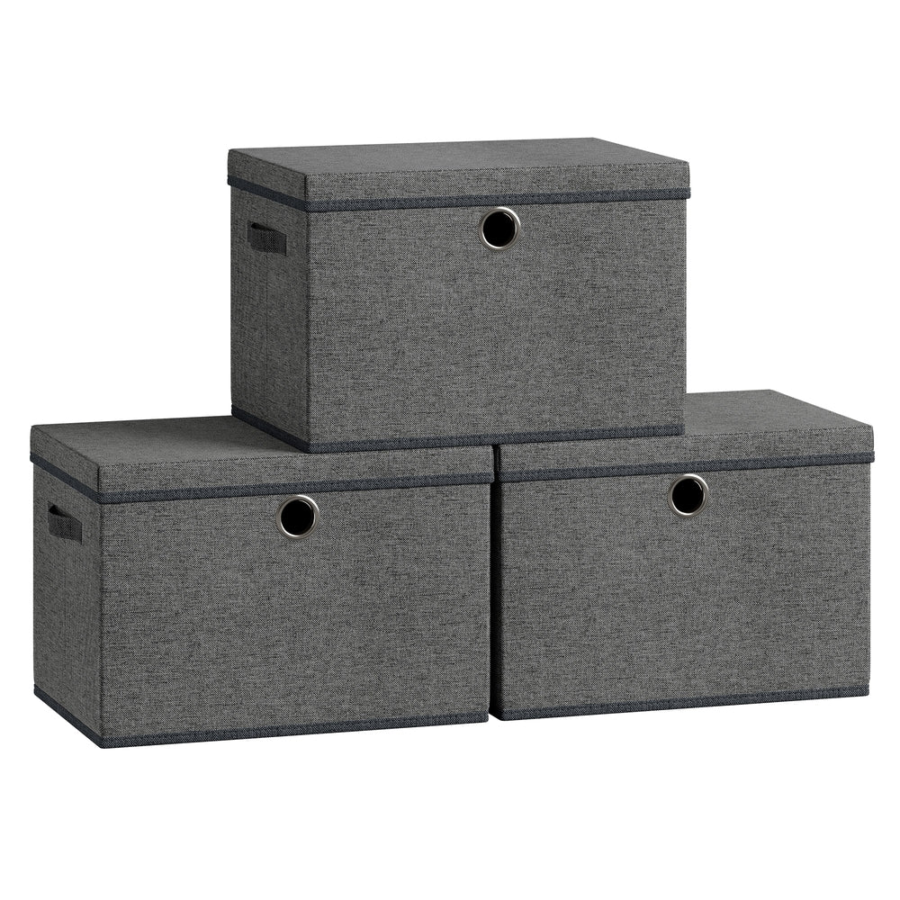 Opbergdozen - 43 x 30 x 30 cm - Set van 3 - Leigrijs - Maximale draagkracht per doos 5 kg