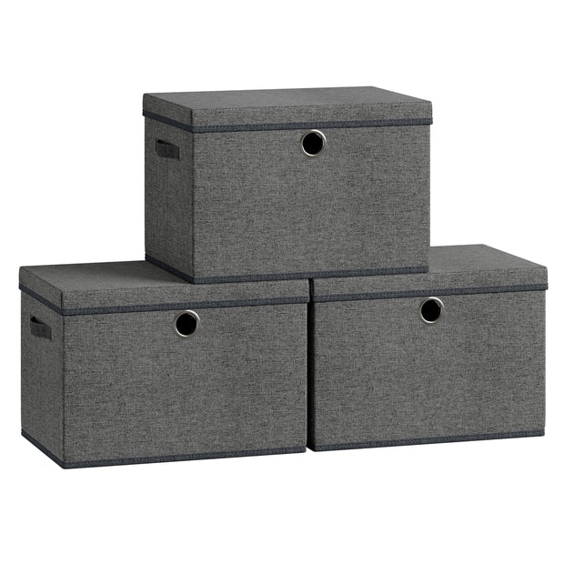 Opbergdozen - 43 x 30 x 30 cm - Set van 3 - Leigrijs - Maximale draagkracht per doos 5 kg