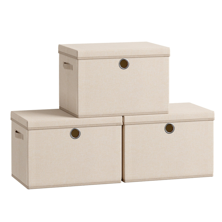 Opbergdozen - 43 x 30 x 30 cm - Set van 3 - Zandbeige - 5 kg per doos