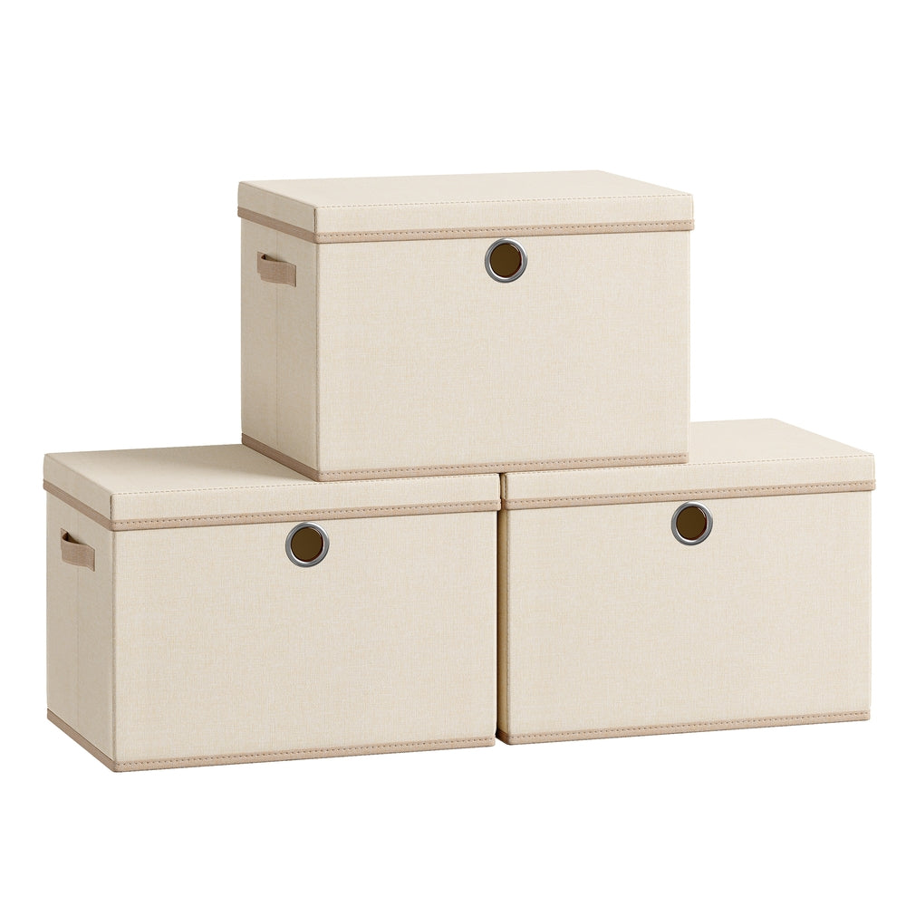 Opbergdozen - 43 x 30 x 30 cm - set van 3 - cappuccinobeige - maximale belasting 5 kg per doos