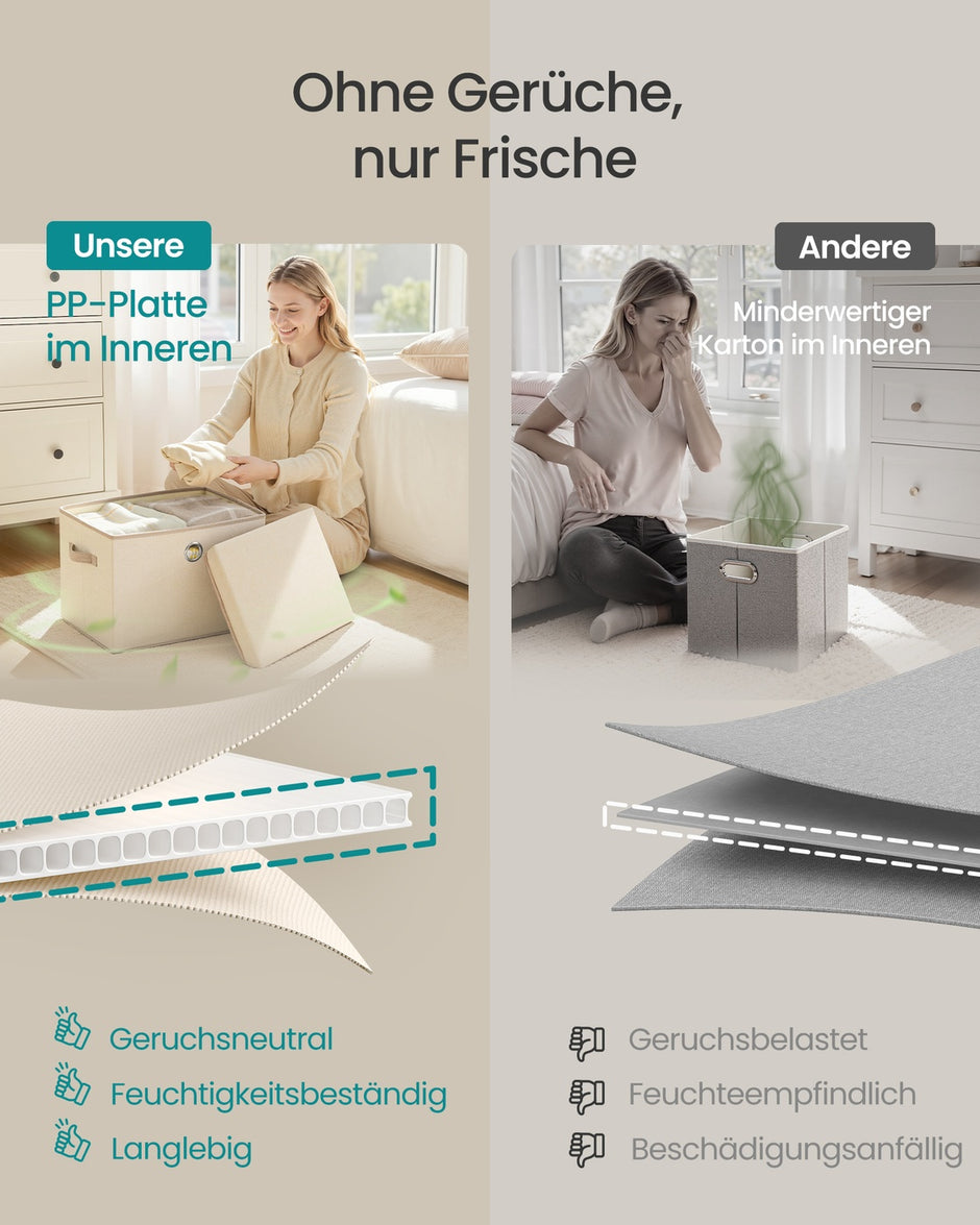 Opbergdozen - 43 x 30 x 30 cm - set van 3 - cappuccinobeige - maximale belasting 5 kg per doos