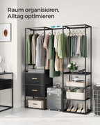 Bekleidungsregal - mit 2 Schubladen - Ebenholz schwarz