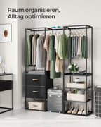 Bekleidungsregal - mit 2 Schubladen - Ebenholz schwarz