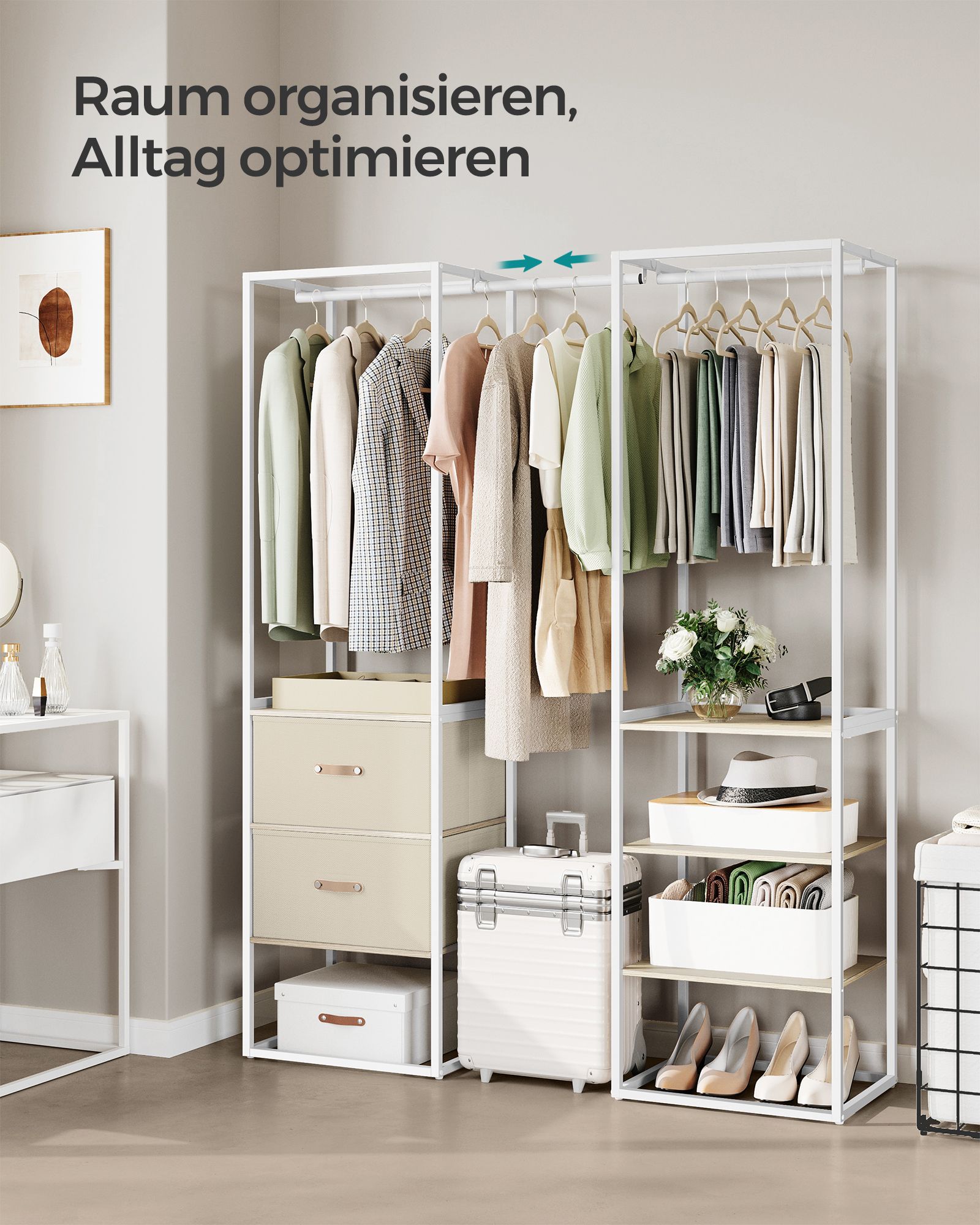 Kleidungsständer - mit 2 Schubladen - Natural Beige
