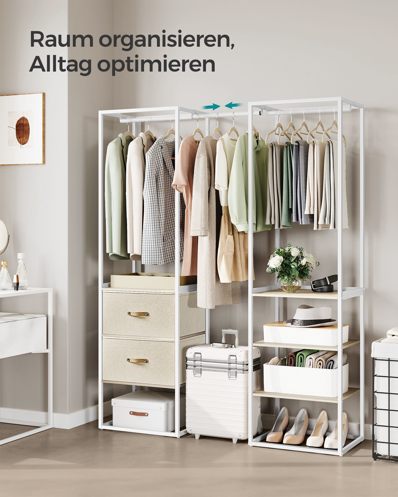 Kleidungsständer - mit 2 Schubladen - Natural Beige