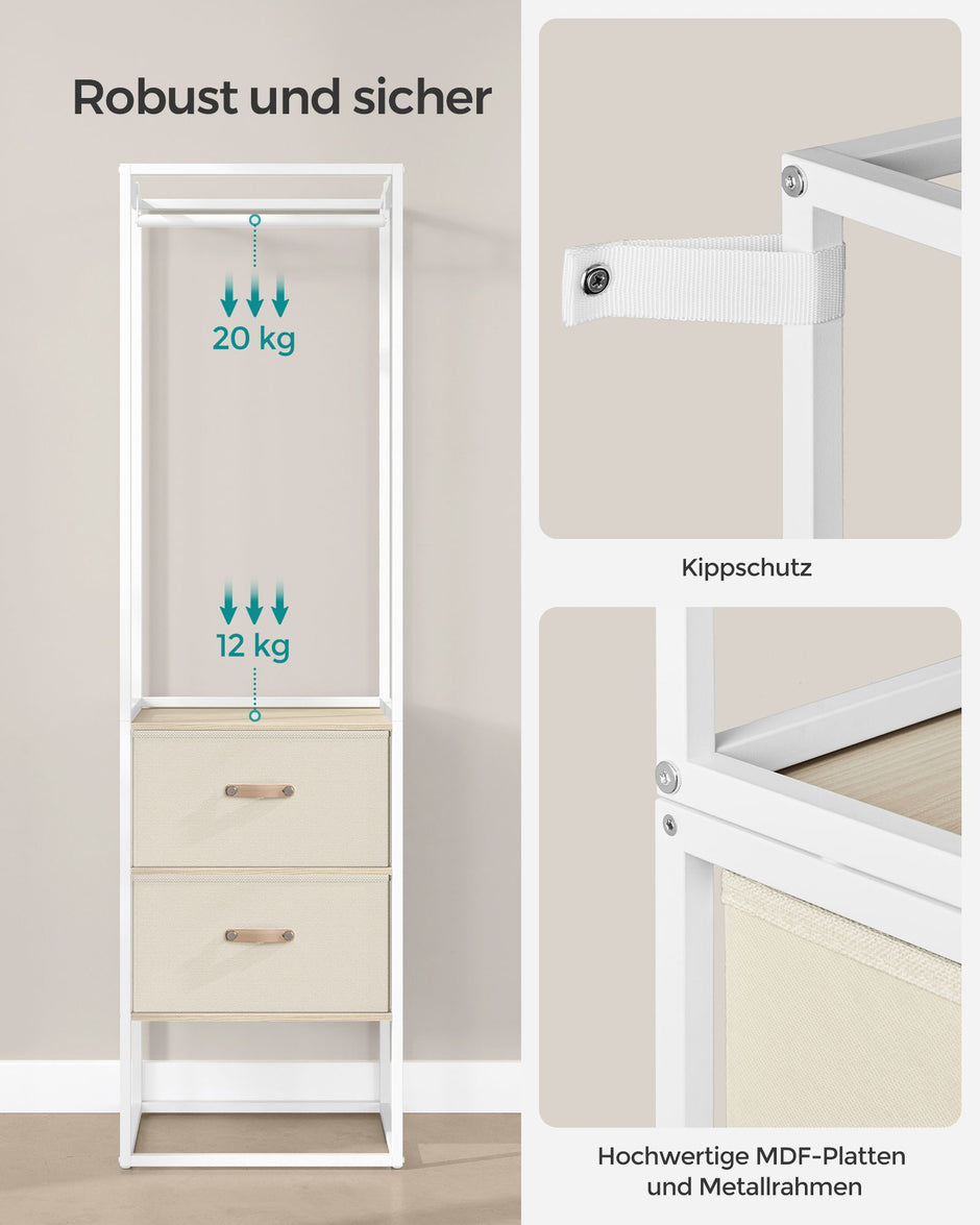 Kleidungsständer - mit 2 Schubladen - Natural Beige