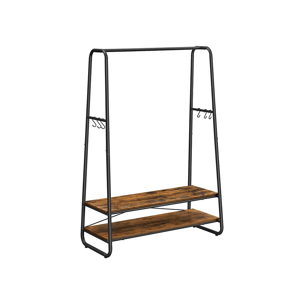 Bekleidungsregal - Kleiderregal - Garderobe - 2 Regale - Stahlrahmen - braun/schwarz