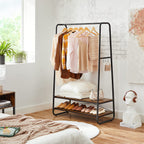 Bekleidungsregal - Kleiderregal - Garderobe - 2 Regale - Stahlrahmen - braun/schwarz