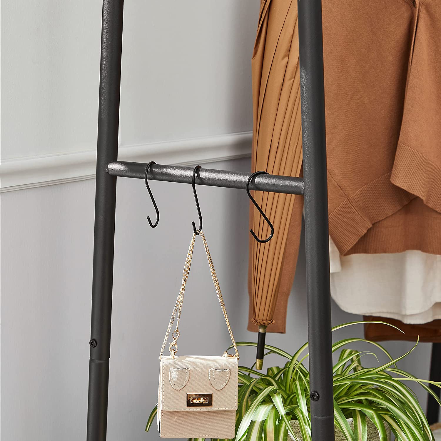 Bekleidungsregal - Kleiderregal - Garderobe - 2 Regale - Stahlrahmen - braun/schwarz