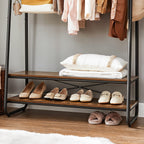 Bekleidungsregal - Kleiderregal - Garderobe - 2 Regale - Stahlrahmen - braun/schwarz