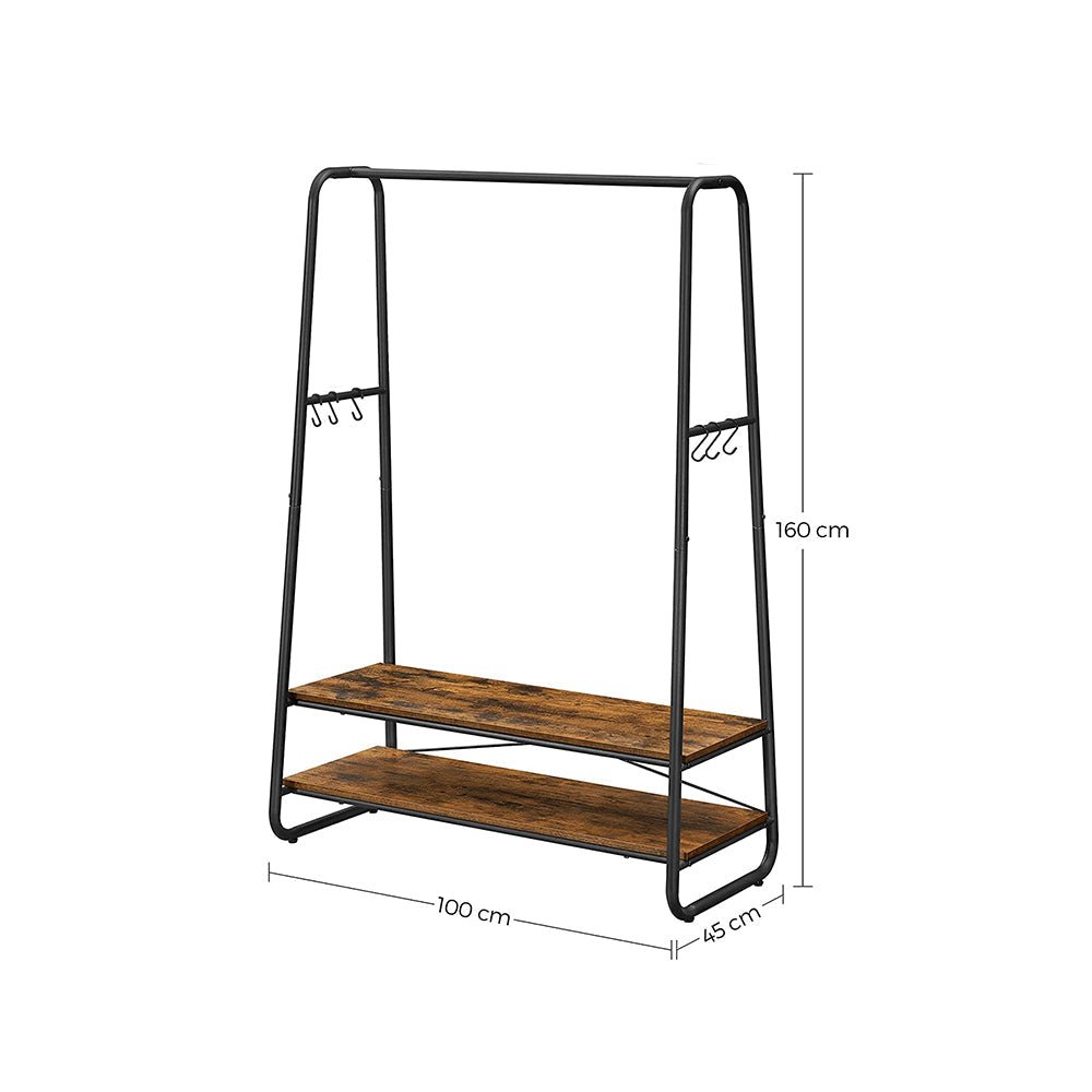 Bekleidungsregal - Kleiderregal - Garderobe - 2 Regale - Stahlrahmen - braun/schwarz