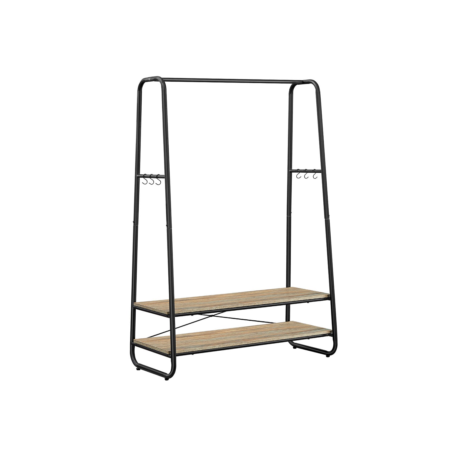 Bekleidungsregal - Kleiderregal - Garderobe - 2 Regale - Stahlrahmen - braun/schwarz