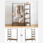 Kleidungsregal - 5 Level - mit Schuhregal - 6 Haken - Kleidungsstange - Industriedesign - 45 x 120 x 160 cm