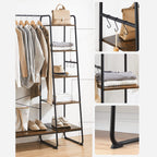 Kleidungsregal - 5 Level - mit Schuhregal - 6 Haken - Kleidungsstange - Industriedesign - 45 x 120 x 160 cm