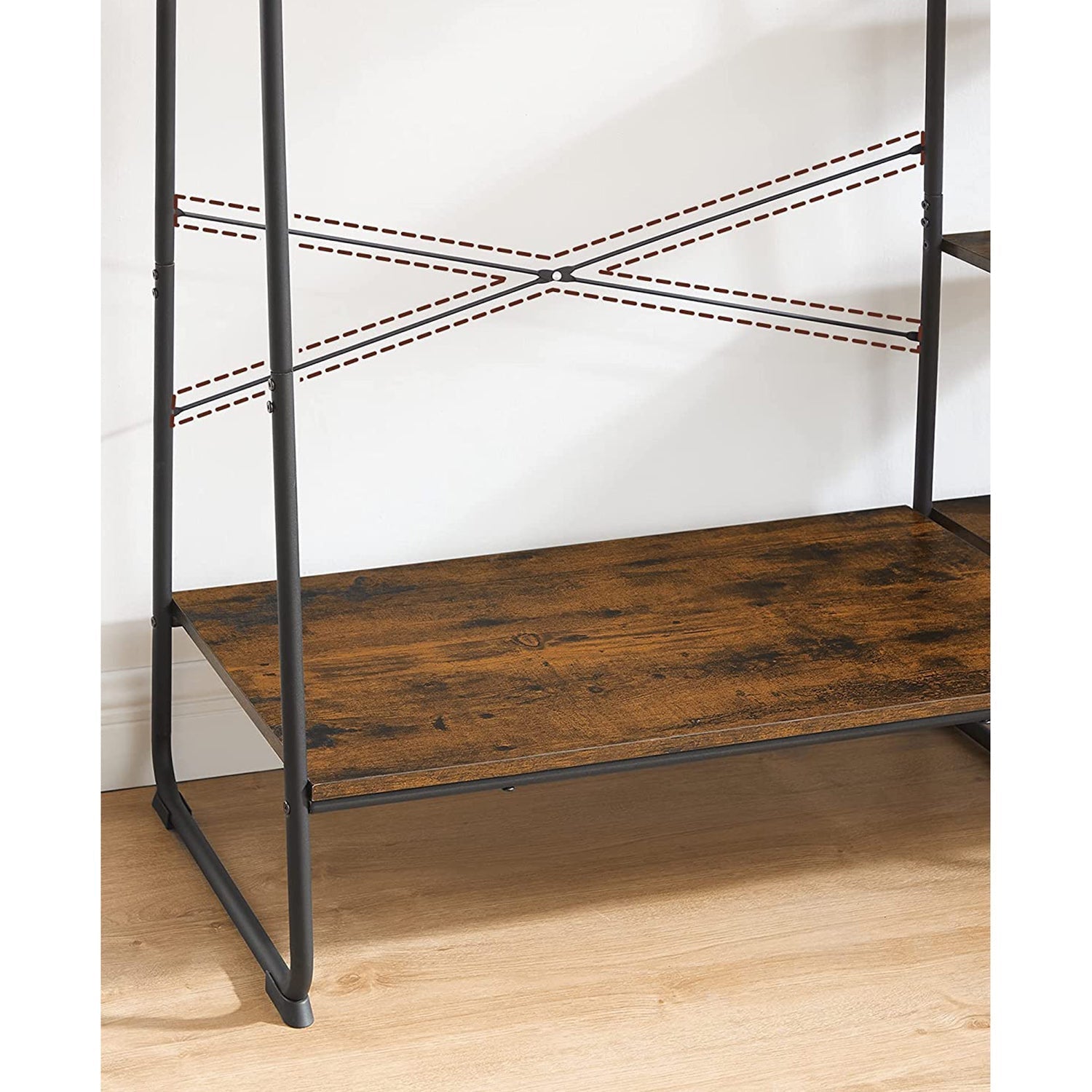 Kleidungsregal - 5 Level - mit Schuhregal - 6 Haken - Kleidungsstange - Industriedesign - 45 x 120 x 160 cm