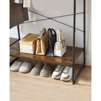 Kleidungsregal - 5 Level - mit Schuhregal - 6 Haken - Kleidungsstange - Industriedesign - 45 x 120 x 160 cm
