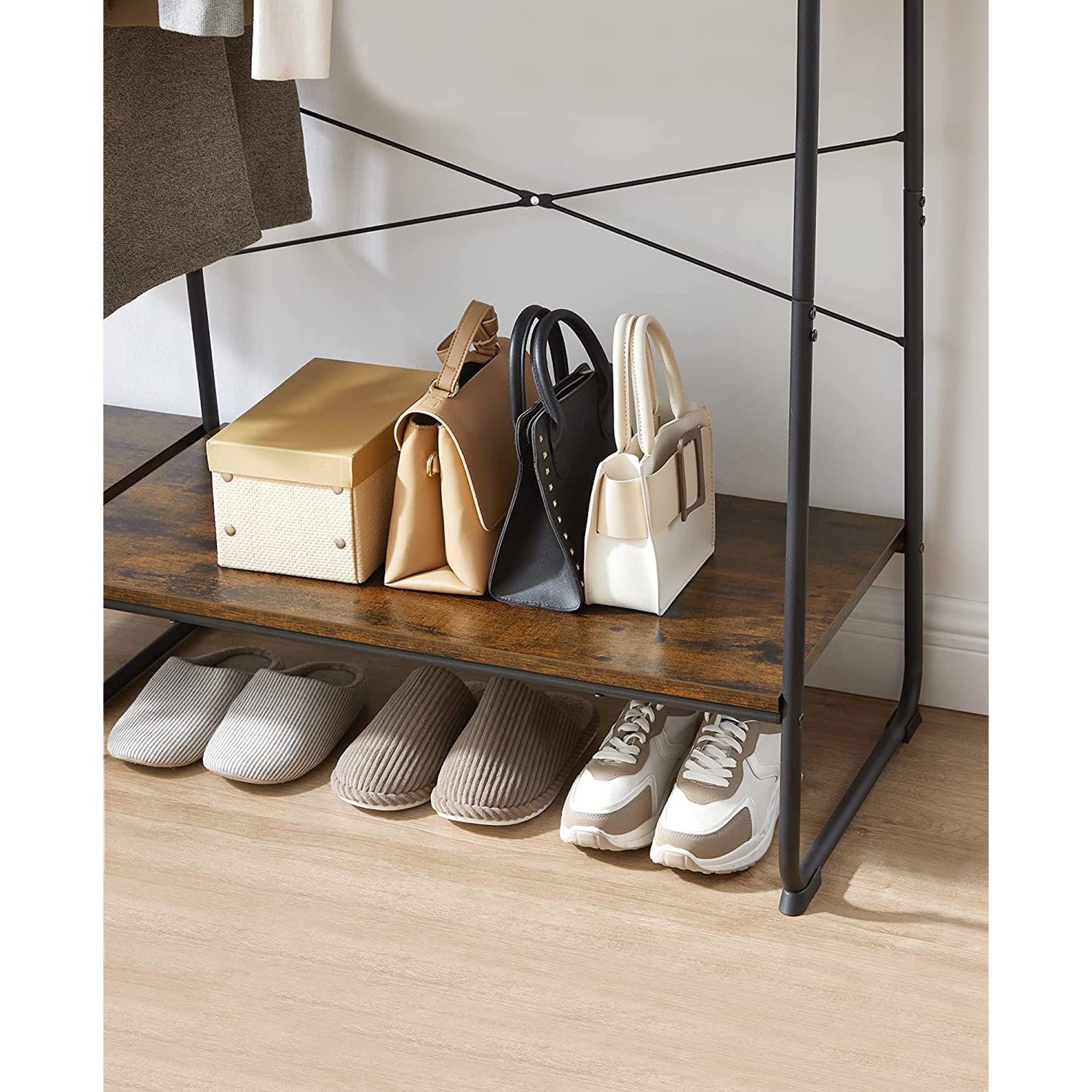 Kleidungsregal - 5 Level - mit Schuhregal - 6 Haken - Kleidungsstange - Industriedesign - 45 x 120 x 160 cm