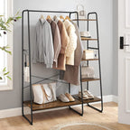 Kleidungsregal - 5 Level - mit Schuhregal - 6 Haken - Kleidungsstange - Industriedesign - 45 x 120 x 160 cm