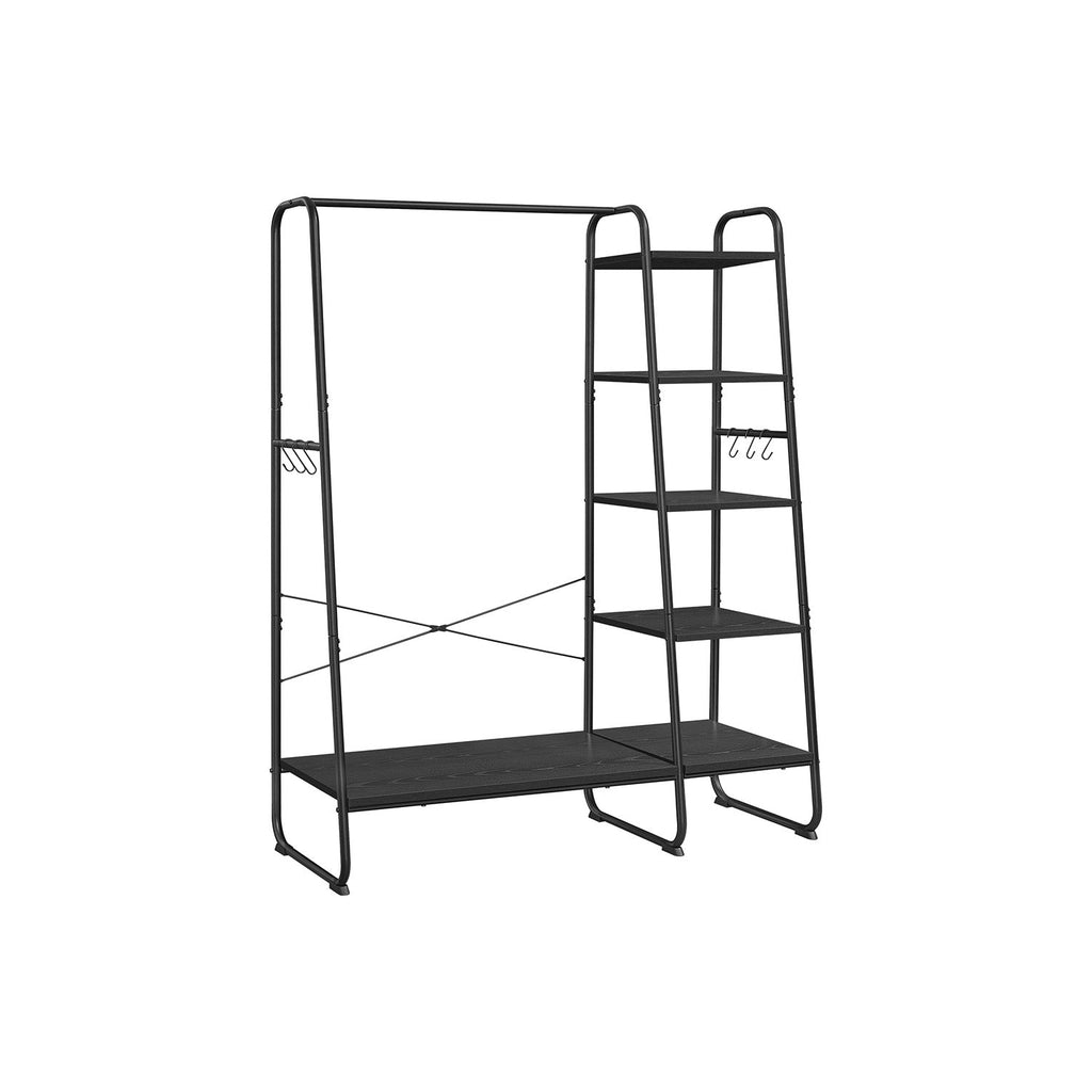 Kleidungsregal - 5 Level - mit Schuhregal - 6 Haken - Kleidungsstange - Industriedesign - 45 x 120 x 160 cm