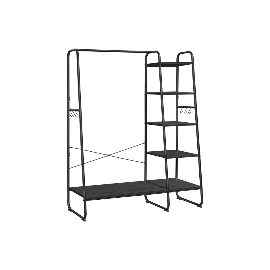 Kleidungsregal - 5 Level - mit Schuhregal - 6 Haken - Kleidungsstange - Industriedesign - 45 x 120 x 160 cm