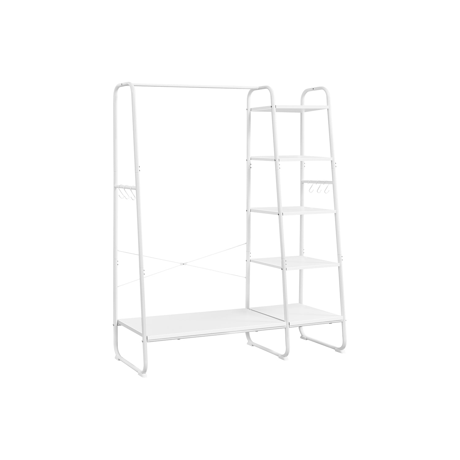 Kleidungsregal - 5 Level - mit Schuhregal - 6 Haken - Kleidungsstange - Industriedesign - 45 x 120 x 160 cm