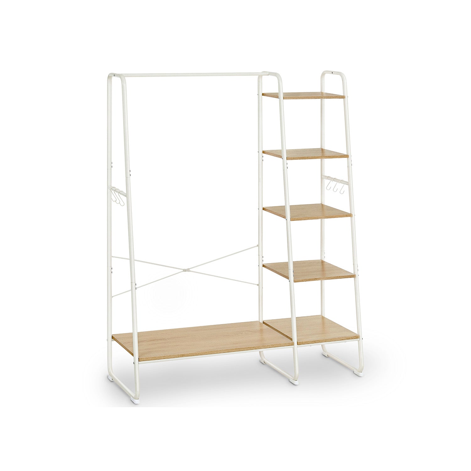 Kleidungsregal - 5 Level - mit Schuhregal - 6 Haken - Kleidungsstange - Industriedesign - 45 x 120 x 160 cm