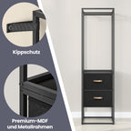 Kleidungsständer - 2 Schubladen - Ebenholz schwarz