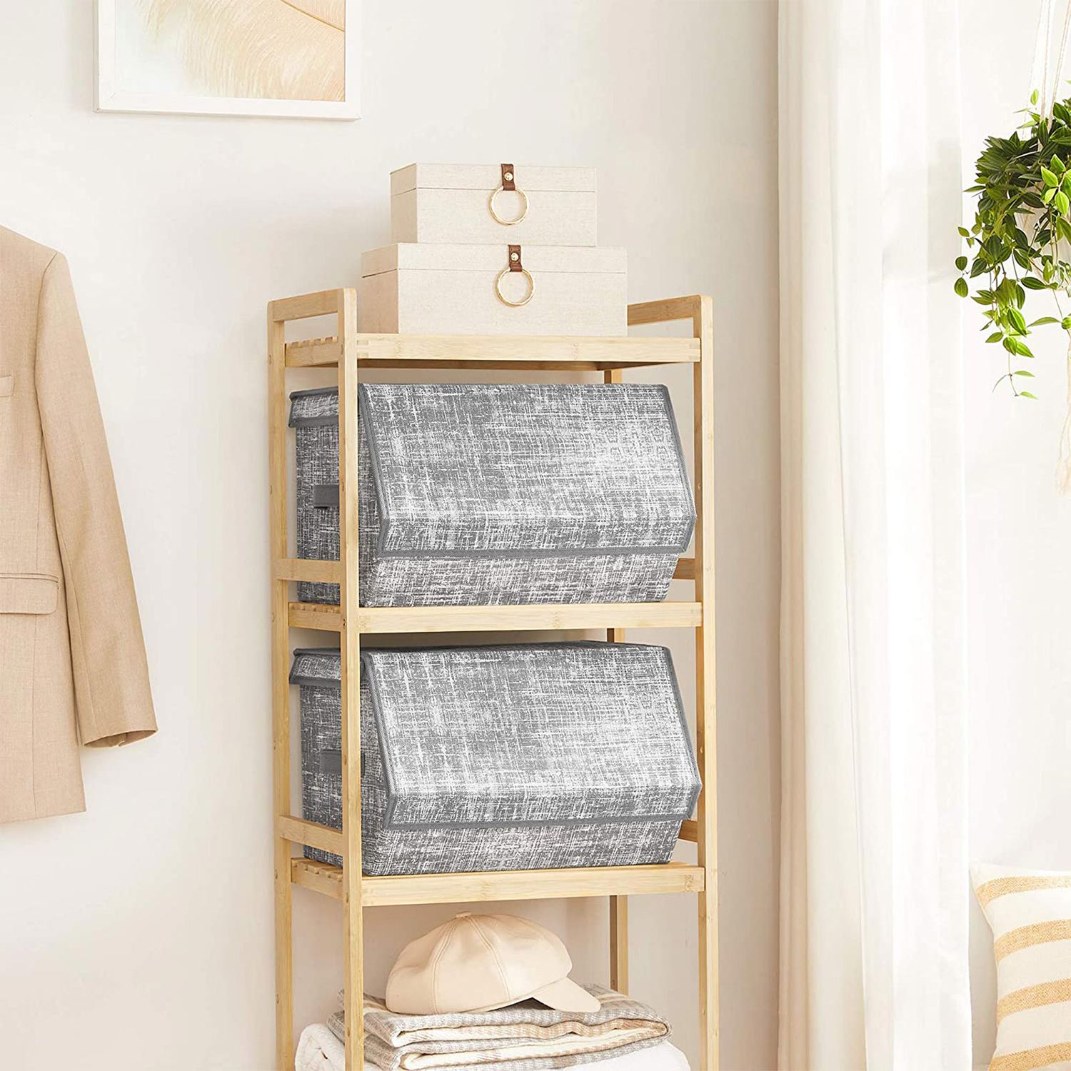 Aufbewahrungsboxen - Stoffboxen - Stapelbar - 2 - Grau