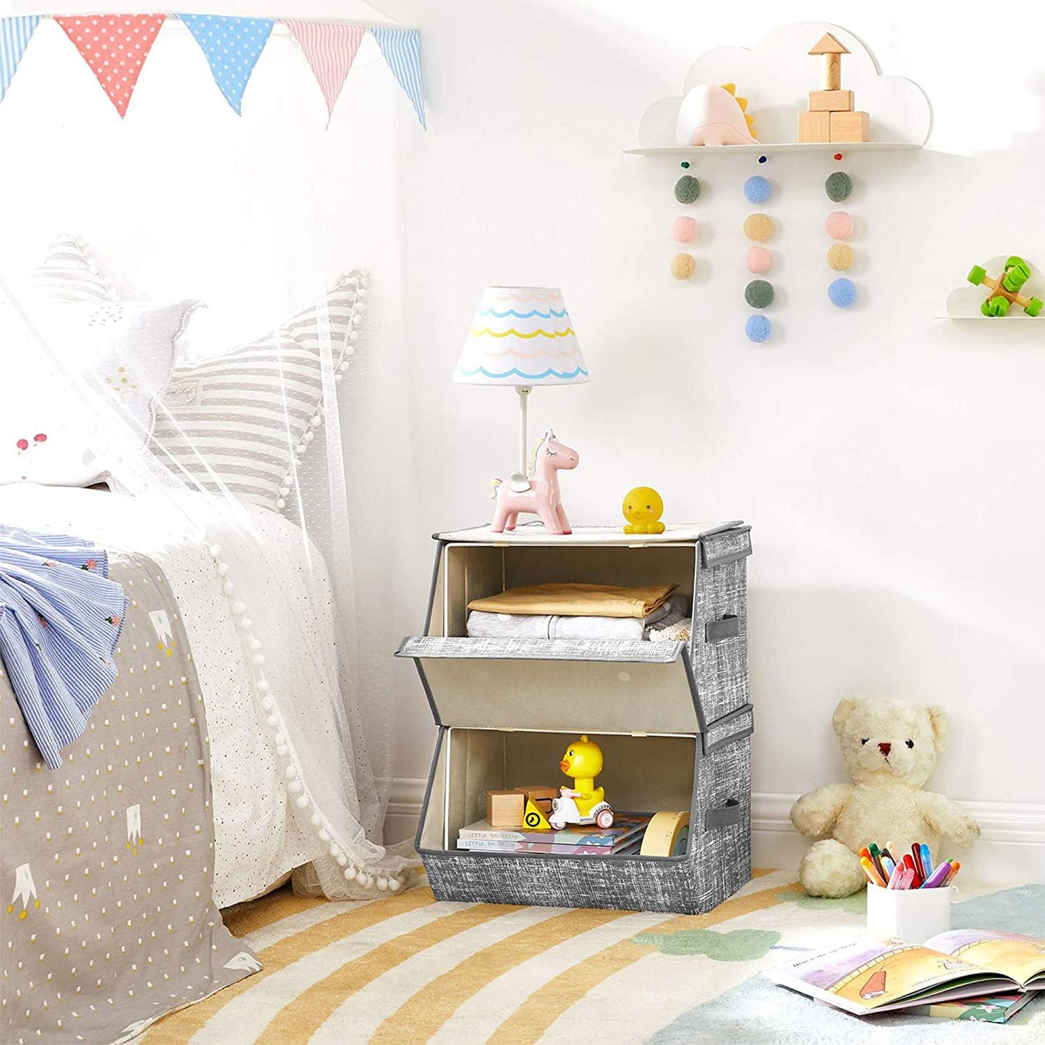 Aufbewahrungsboxen - Stoffboxen - Stapelbar - 2 - Grau