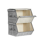 Aufbewahrungsboxen - Stoffboxen - Stapelbar - 2 - Grau