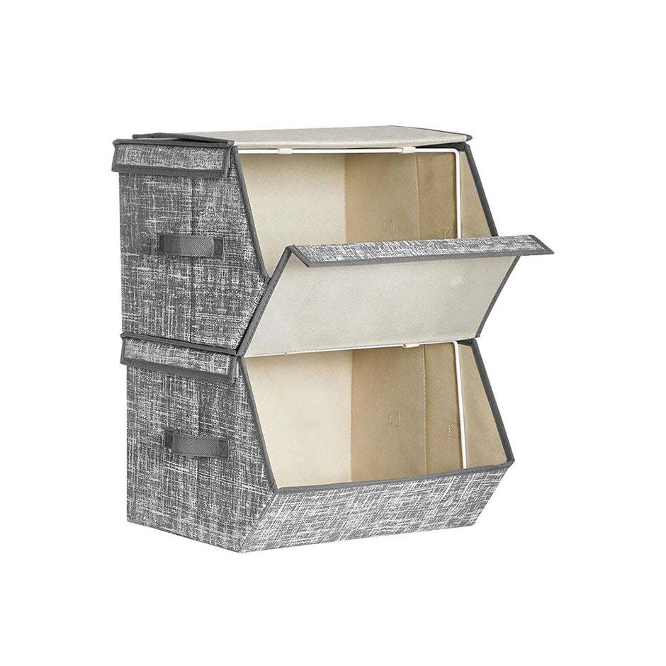 Aufbewahrungsboxen - Stoffboxen - Stapelbar - 2 - Grau