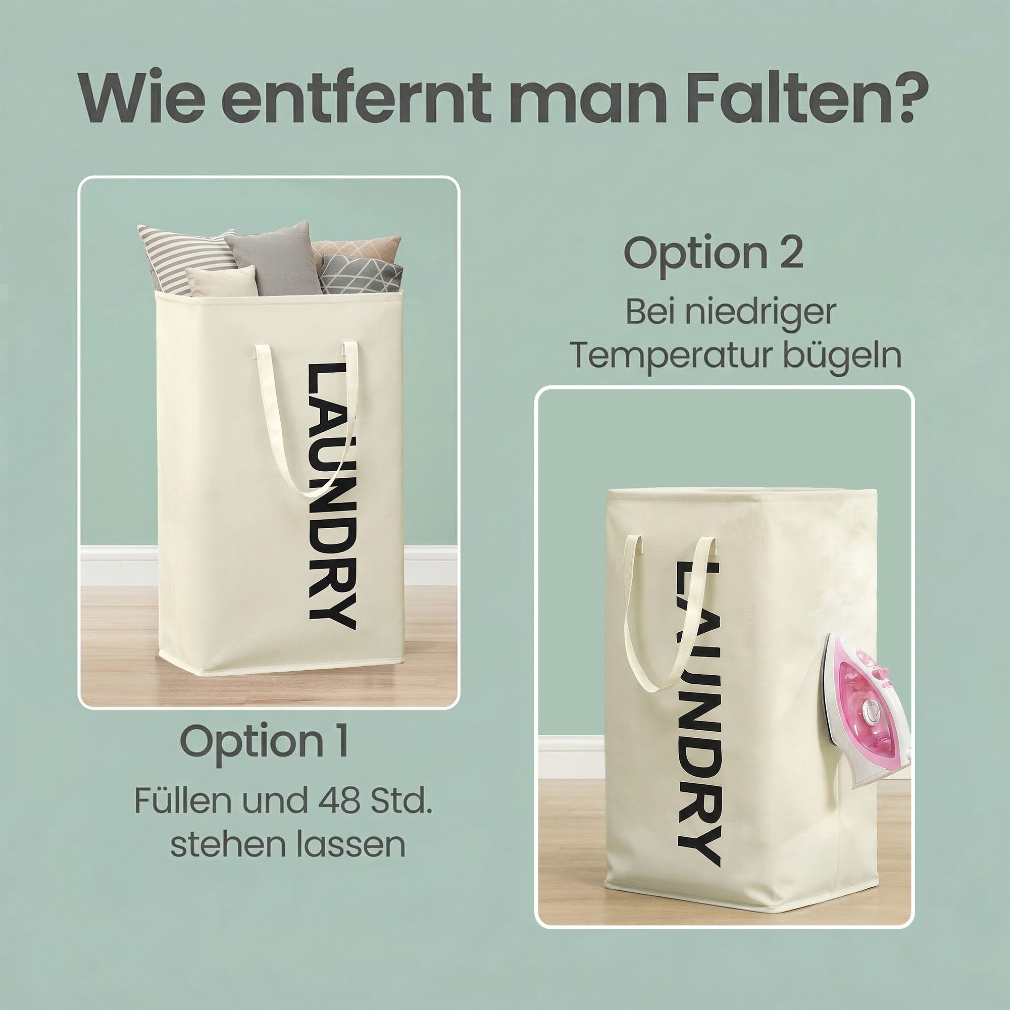 Opvouwbare Wasmand - 80 Liter - Met Handvatten - Oxford Stof - Wit