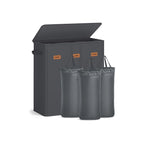 Wäschereikorb - 3 Fächer - Deckel - Waschbare Innentasche