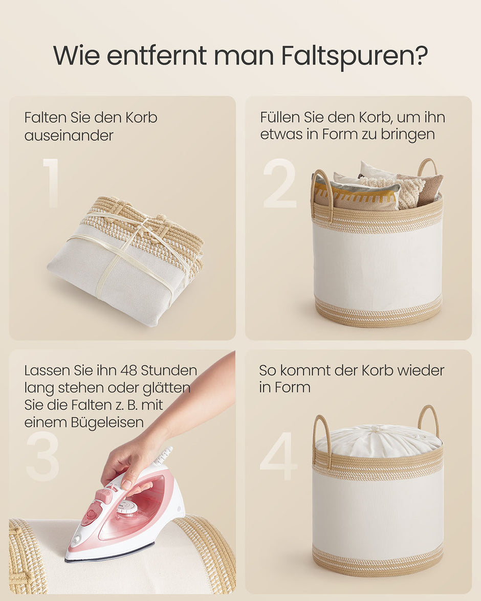 Wäschekorb 90L mit Deckel und Griffen - 50 x 50 x 46 cm - Kamelbraun