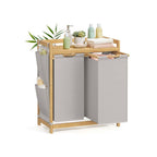 Wäschereikorb 2 Kisten 2 x 50 l 63 x 33 x 78 cm Creme Weiß