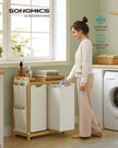 Wäschereikorb 2 Kisten 2 x 50 l 63 x 33 x 78 cm Creme Weiß