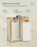 Wäschereikorb 2 Kisten 2 x 50 l 63 x 33 x 78 cm Creme Weiß