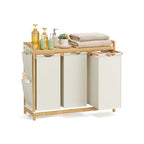 Wäschereikorb 3 Kurse 3 x 50 l 94 x 33 x 78 cm Creme Weiß