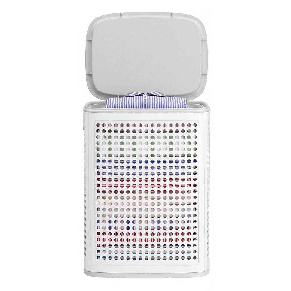 Wasmand - Met Deksel - 75 Liter - Smal - Witgrijs